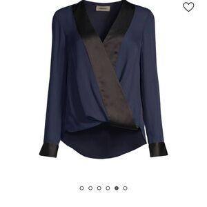 L’AGENCE Kyla Satin Trim Draped Blouse